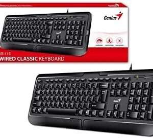 מקלדת חוטית Genius KB-118 II USB HEB ENG BLACK