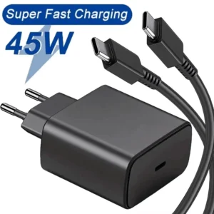 מטען USB-C 45W Super Fast Charge PD עם כבל Type-C | טעינה מהירה לסמסונג Galaxy S22 / S23 Ultra / Note 20