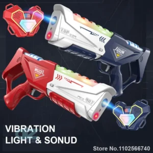 אקדח לייזר טאג אינפרא־אדום לילדים | רטט פגיעה ואפקטי LED | משחק קרב רב־משתתפים לבית ולחוץ