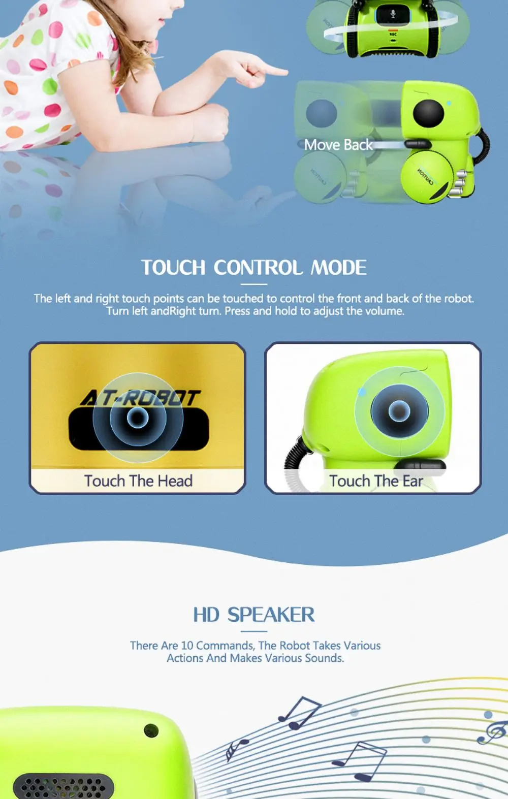 רובוט צעצוע אינטראקטיבי חכם לילדים – שליטה קולית ומגע | דובר אנגלית, רוסית וספרדית | רובוט חינוכי עם שלט רחוק – תמונה 31