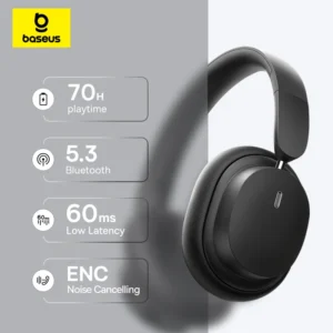 IGAME Baseus אוזניות אלחוטיות Over-Ear HiFi עם Spatial Audio