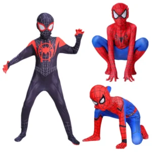 תחפושת גיבורי־על לילדים Iron Man / Spider-Man – אוברול ספנדקס מלא | תחפושת לפורים, הלואין וקרנבל | גילאי 4–12